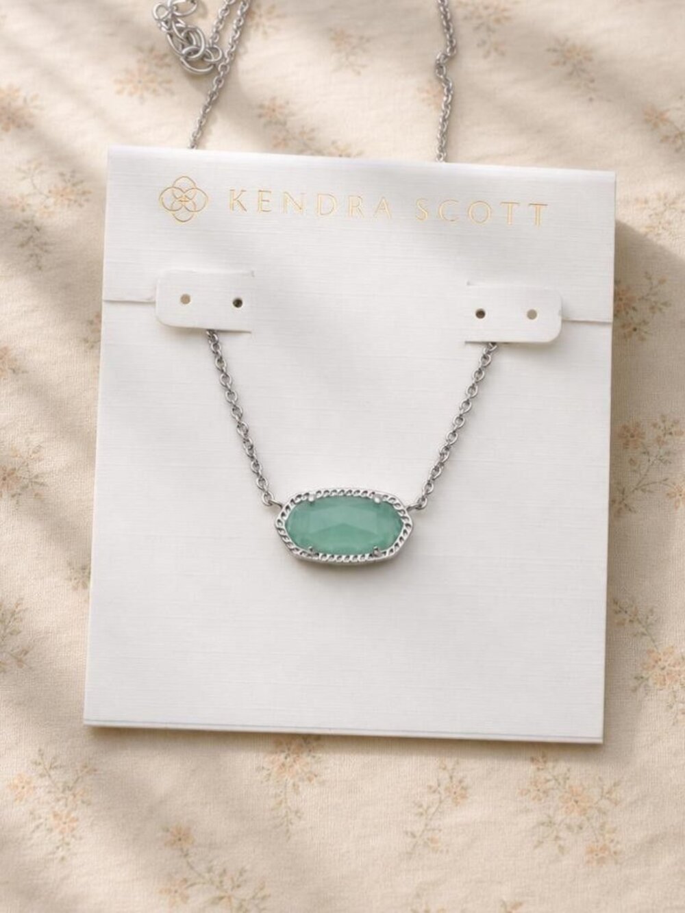 Kendra Scott Elisa Silver Mint Green Glass Pendant Necklace